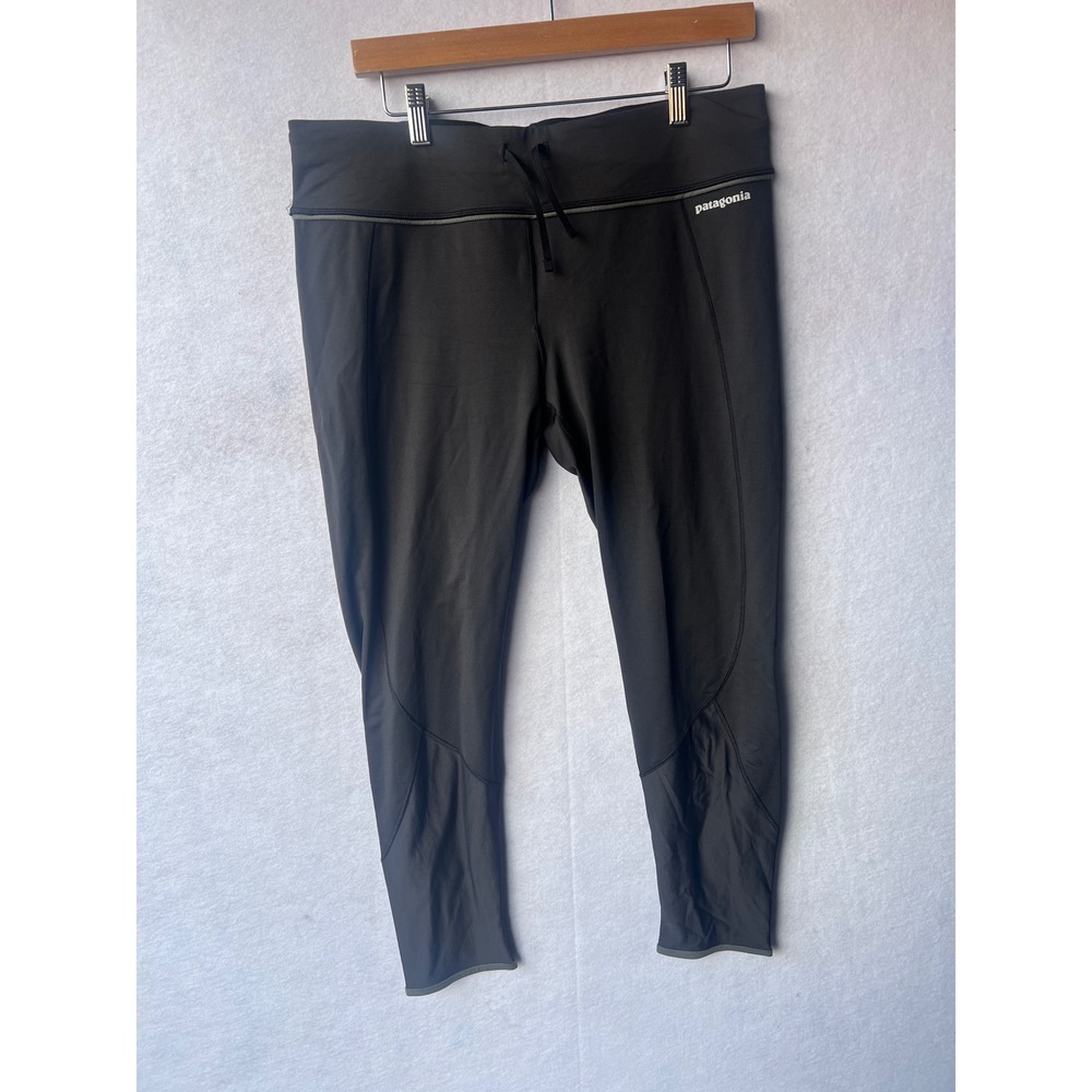 Patagonia Peak Mission Running Tights Black Leggings Zipper Pocket Mens XL